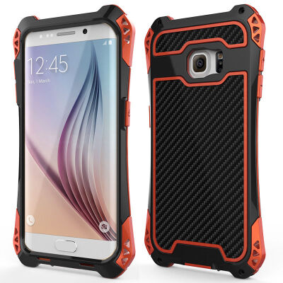 

R-JUST Aluminum Metal Carbon Fiber Bumper Cover Case For Samsung Galaxy S6 Edge Plus