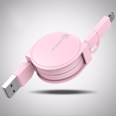 

CAFELE 100cm 2 in 1 Retractable USB Fast Charging Cable 8 Pin for iPhone 5s 6s 7 Plus with Micro USB Cable