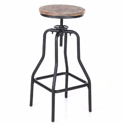 

Ship From Germany Vintage Swivel Bar Stool Industrial Metal Design Wood Top Adjustable Height Kitchen Dining