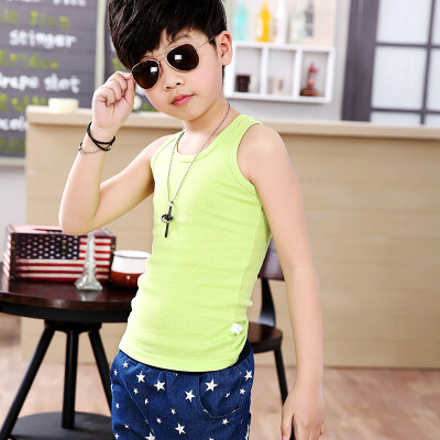 

Langsha childrens vest girls sling cotton summer girl big boy boy underwear green 140