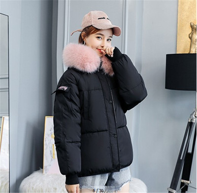 

Fur Collar Large Size Cotton Coat Womens Loose Short Cotton Coat Thick Cotton Jacket 2018 Autumn&Winter New Arrival