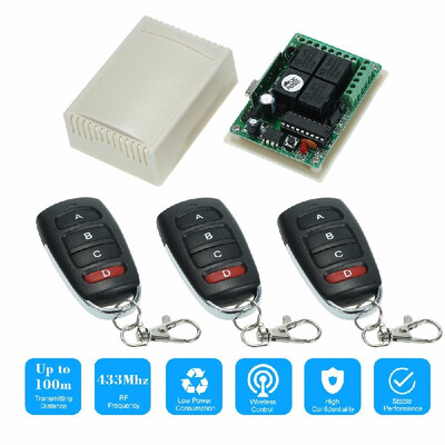 

433Mhz DC 12V 4CH Universal 10A Relay Wireless Remote Control Switch Receiver Module&5PCS 4 Key RF 433 Mhz Transmitter Remote