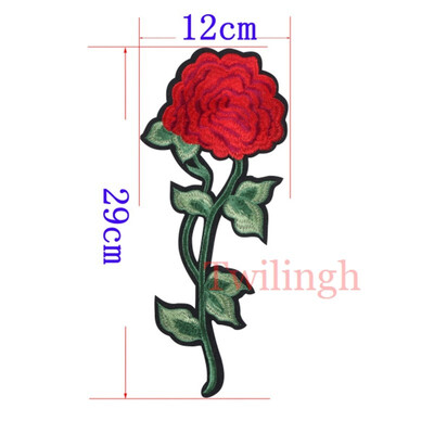 

1 Pc Top New Brand Clothes Patches Bird Red Rose Flower Embroidered Patch DIY Iron On Sew Fabric Repair Clothing Wedding Patches