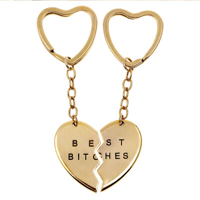 

MyMei 1Pc Best Bitches Engraved Heart Round Keychain Keyring For Friends Friendship Gift