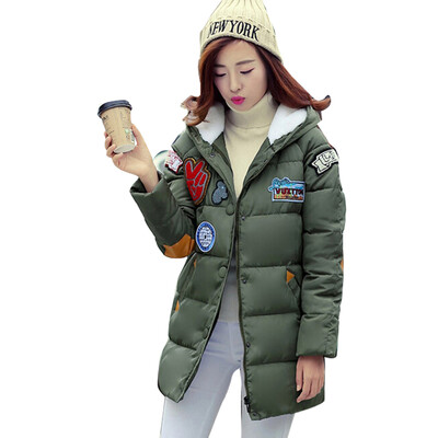 

Winter Women Cartoon Cotton Padded Hooded Jacket Trench Long Parka Coat Overcoat