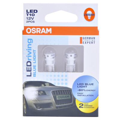 

OSRAM W5W / T10 Светодиодная лампа указателя поворота индикатора дневного света индикаторная лампа 2880BL с объективом [Blu-ray 12V1W] (2 палки)