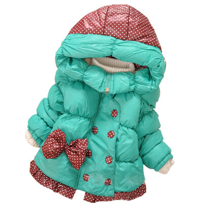 

Girl Kid Baby Toddler Bow knot Double-breasted Hoodie Puffer Coat Fleece Jacket