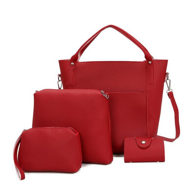

SMOOZA 4 PCS Composite Bag Set for Women Bag PU Leather Shoulder Handbag Female Casual Totes small Messenger Bag Bolsa Feminina