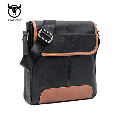 

BULL CAPTAIN FASHION GENUINE LEATHER men CROSSBODY BAGS BRAND casual large capacity messenger bag MALE SHOULDER BAG