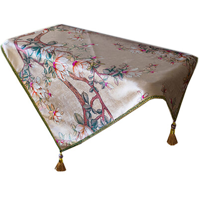 

Thick Silver Embroidery Bird Flower Refrigerator Dresser Night Table Cloth Cover Wedding Room Sofa Home Hotel Bedding Decoration