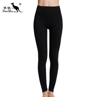 

Kangaroo DaiShu Qiuku Womens Cotton One-piece Warm Pants Basic Solid Color Leggings Cotton Pants Black M Black XL