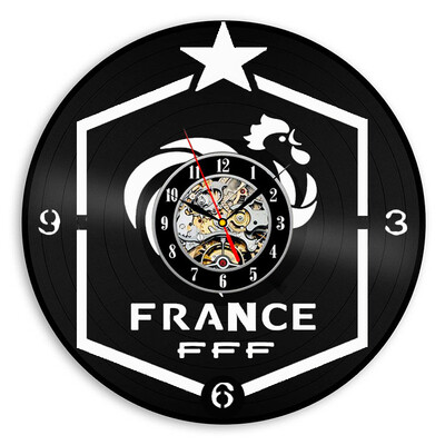 

Wall Clock French Football Team Vinyl Record Clock Soccer Wall Art Home Decor Football Memorial Gift