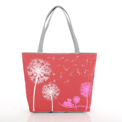 

Womens Canvas Bag Dandelion Print Shopping Bag