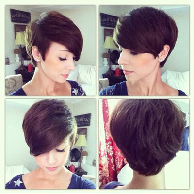 

Brazilian Hair Short BOB Wigs Natural Color 6 inch Middle size  Lace Front Human Hair Wigs For Black Women