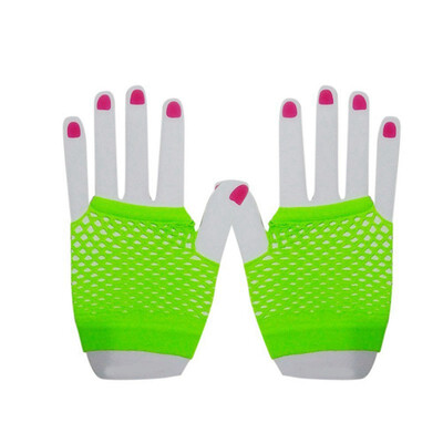 

MyMei NEW SHORT FISHNET FANCY DRESS FINGERLESS GLOVES NEON COLOURS FOR 80s DANCE TUTU