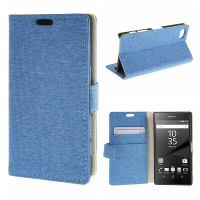 

MOONCASE ЧЕХОЛ ДЛЯ Sony Xperia Z5 Compact ( Z5 Mini ) Denim Design Flip Folio Wallet Card Slot Stand Blue 01