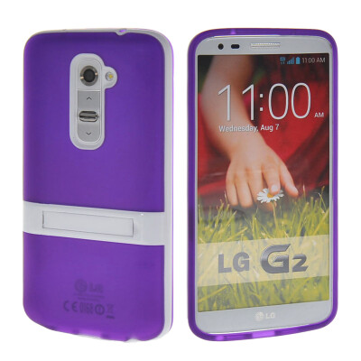 

MOONCASE Soft Flexible Silicone Gel TPU Skin with Kickstand Shell Back Case Cover for LG G2 Purple