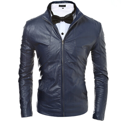 

Zogaa New Mens Leather Clothing Fashion Simple Pure Color Slim