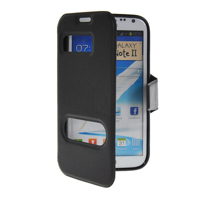 

MOONCASE View Window Leather Side Flip Pouch Hard board Shell Back чехол для Samsung Galaxy Note 2 N7100 Black