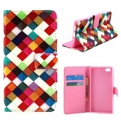 

MOONCASE Cute Pattern держателя Кожаный бумажник флип карты с Kickstand Чехол для Huawei Ascend P8 lite