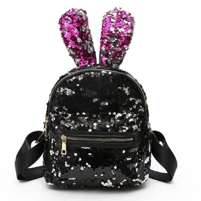 

Mini Sequins Backpack Cute Rabbit Ears Shoulder Bag For Women Girls Travel Bag Bling Shiny Backpack Mochila Feminina LB669