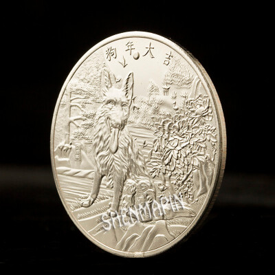 

Lucky dog commemorative coin Chinese characteristics lucky animal Goldsilver plated coin travel gifts