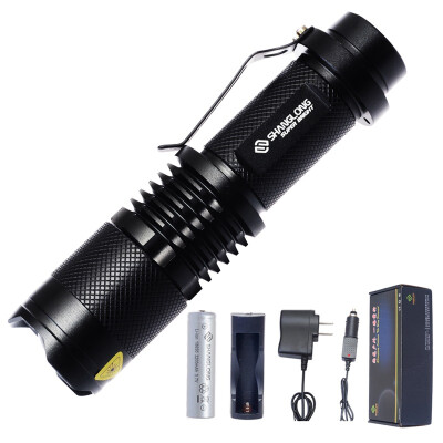 

Shang Long E64 mini light flashlight set hummingbird pen telescopic convex lens zoom belt back clip imports T6 super bright light bulb 3 files dimming waterproof