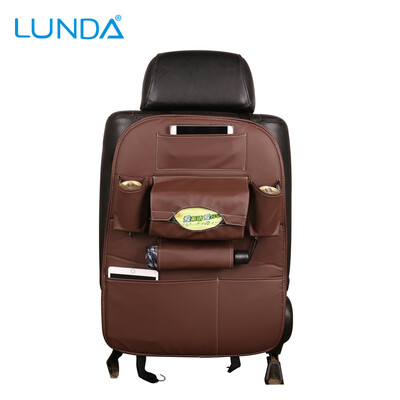 

LUNDA Leather Car Seat Back Folding Portable Storage Bag Multi-Use Car Organizers Black Car Portable Storage Bags Car Organizer Tr