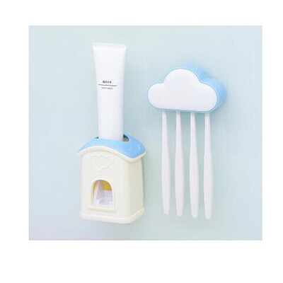 

Wall mounted automatic toothpaste dispenser squeezing device dust-proof toothbrush holder