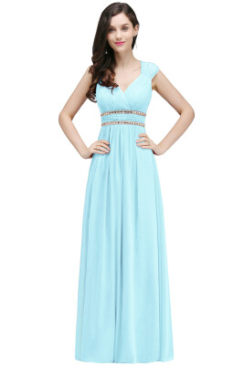 

New V-neck A-line Long Evening Party Dress Pageant Prom Bridesmaid Gown Mother Of The Bride Gown