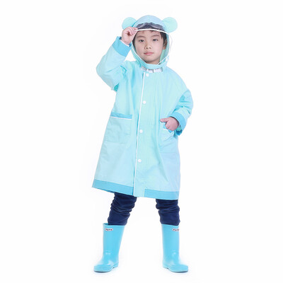 

Obolts 6-12 years old cute children raincoat primary school boys&girls big children waterproof poncho environmentally friendly tasteless blue bear L code