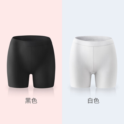 

Dream time 2 strips summer ice silk no trace middle waist anti-light safety pants ladies boxer briefs black white L