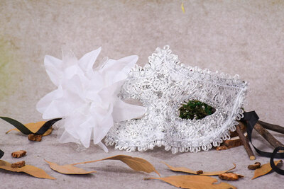 

FANLUS Masquerade Mask for Women Mardi Gras Mask with Flower White Lace hollow out princess mask