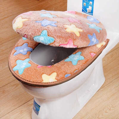 

Jiebi Shi toilet washer two-piece seat cushion zipper type thick warm toilet seat toilet seat star brown