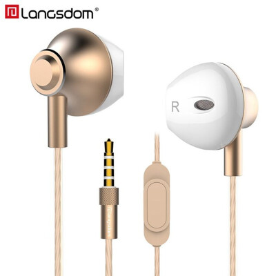 

Langsdom F9 Metal Phone Earphones Half In-ear Earphone with Microphone Stereo Headset Earbuds for phone Xiaomi fone de ouvido