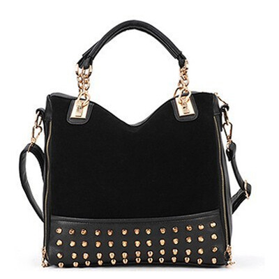 

D.jiani ™ Commuter new fashion leisure package rivet bucket bag portable handbag large bag Scrub