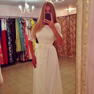 

Elegant Ladies Lace Splice Side Split Long Maxi Dress Women High Waist Evening Party Dress