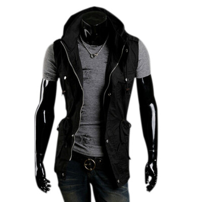 

Zogaa New Mens Jacket Sleeveless Slim Double Collar Casual