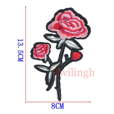 

twilingh Patches Sewing On Iron-On Accessories Red Flower Embroidered Sequined Patches For Women Wedding Dress Clothing