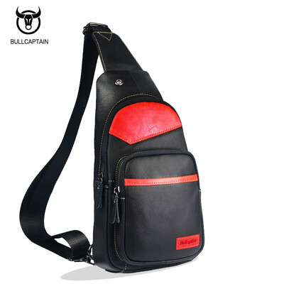 

BULLCAPTAIN 2018 MEN CHEST BAGS Fashion Genuine Leather Crossbody Bags men casual messenger bag Small Brand Male Shoulder Bag