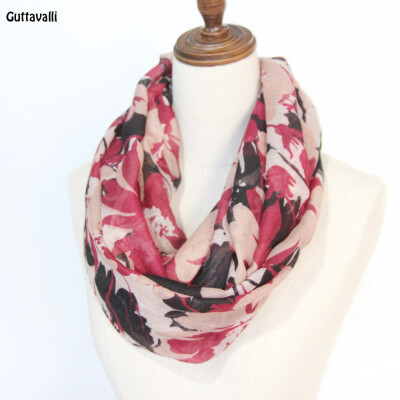 

Guttavalli Women Galsang Flowers Print Ring Shawl Stripes Snowflake Loop Scarf Winter Mun Floral Chevron Branch Infinity Scarves