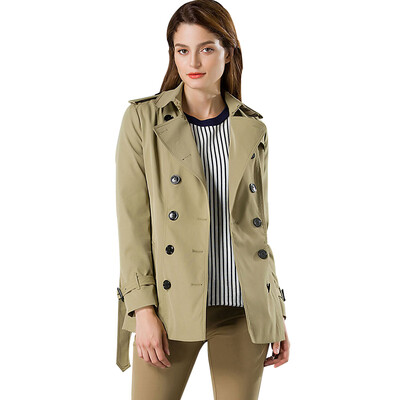 

BURDULLY Women 2018 New Fashion Double Breasted Trench Coat Ladies Khaki Slim Belt Cloak Female Abrigos Mujer Windbreaker Slim