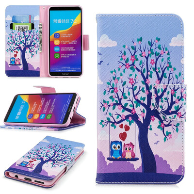 

BEFOSPEY Painting PU LeatherSoft TPU Card Slot Stand Wallet Case For Huawei Honor 7C599"2018