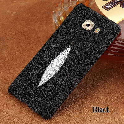 

Genuine Leather Phone Case For Samsung C9 Pro Case Natural Pearl Fish Skin Back Cover For S7 S8 Plus Case