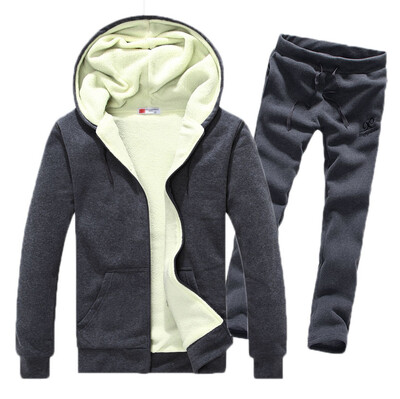 

Zogaa Winter Men's Suit Thick Add Wool Hooded Couple