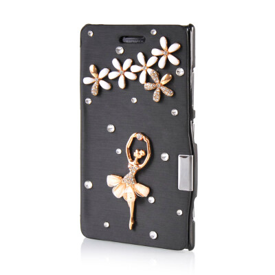 

MOONCASE Luxury Flower Crystal Leather Side Flip Wallet Pouch Case Cover for Nokia Lumia 925