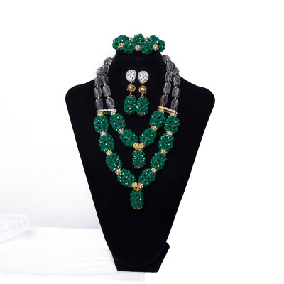 

Yellow Party Costume Crystal Jewelry Nigerian African Bridal Beads Jewelry Set Turkish Women Costume Wedding Statement Necklace