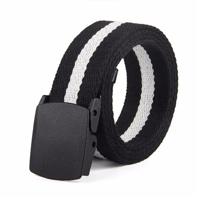 

Metal-free buckle belt striped canvas belt woven belt canvas belt casual cotton belt