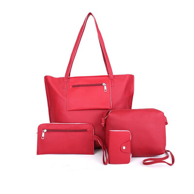

4pcs PU Leather Bags Handbag Women Famous Brand Travel Shoulder Picture Package Female Casual Tote Messenger Bag Set With wallet