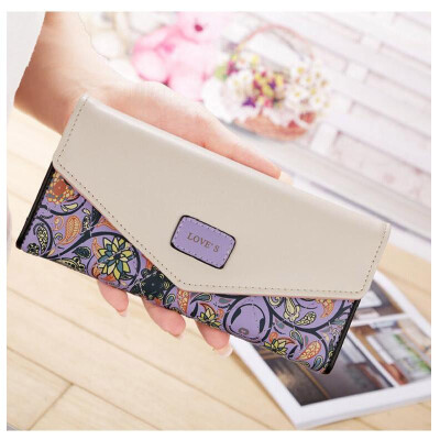 

New Fashion Flowers Envelope Women Wallet Hot Sale Long Leather Wallets Popular Change Purse Casual Ladies Cash Purse LB227